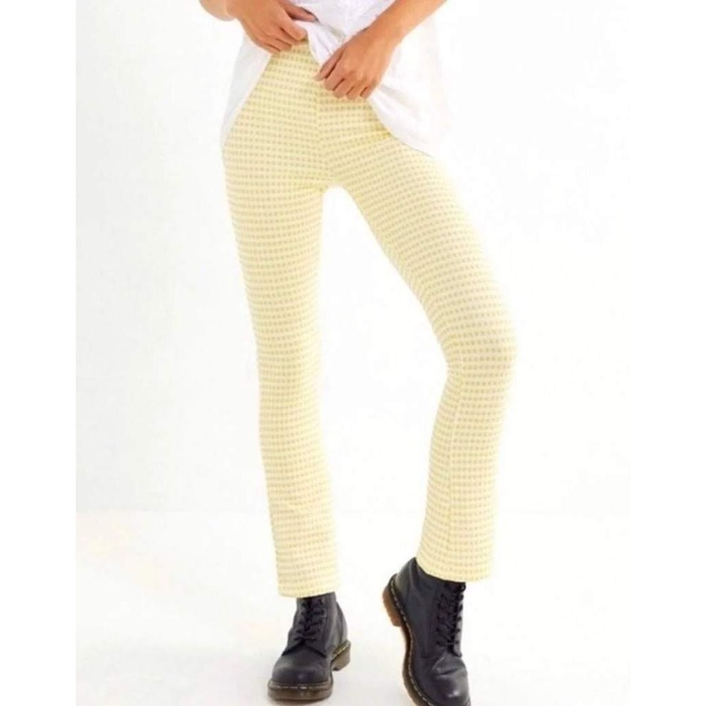 Urban‎ Outfitters Yellow White Checkered Clueless Y2K Flare Pants Size Small P